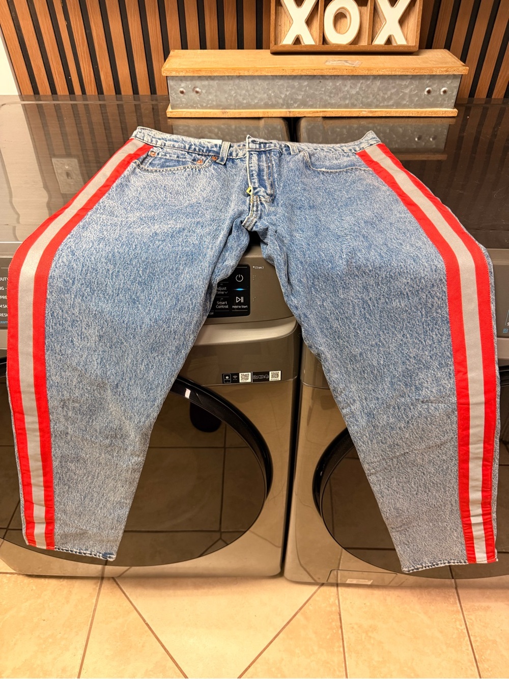 Levi's Light Blue Relaxed Jeans with Red Side Stripes